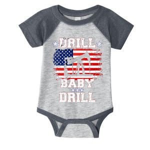 Drill Baby Drill American Flag Oilrig Oilfield Infant Baby Jersey Bodysuit