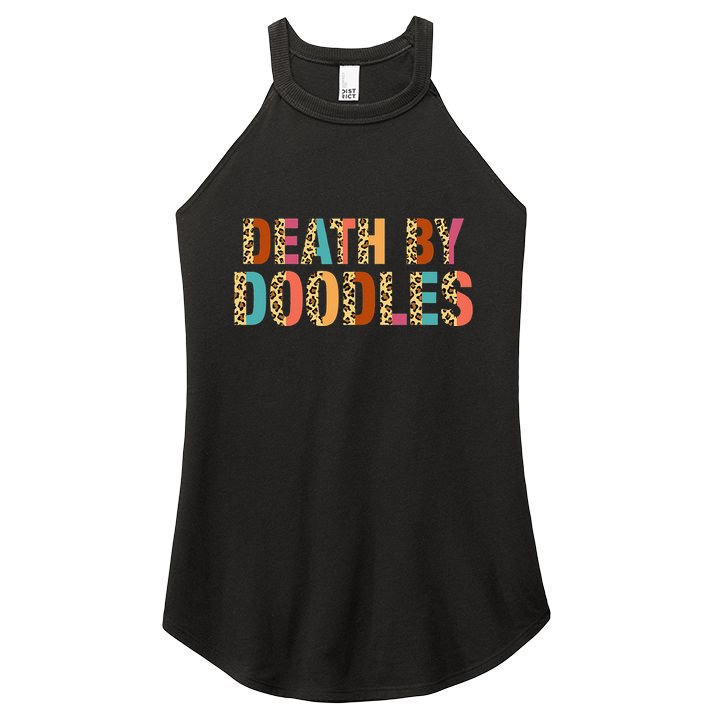 Death By Doodles Dog Groomer Dog Grooming Leopard Print Women's Perfect Tri Rocker Tank