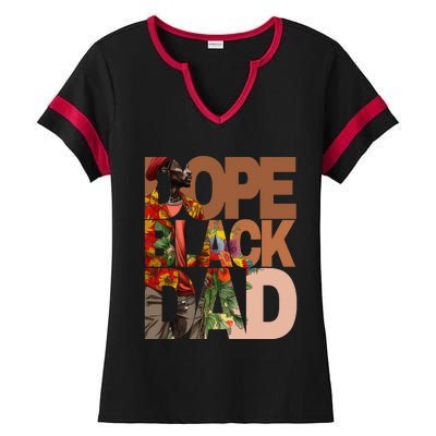 Dope Black Dad Juneteenth Black History Month Pride Fathers Ladies Halftime Notch Neck Tee