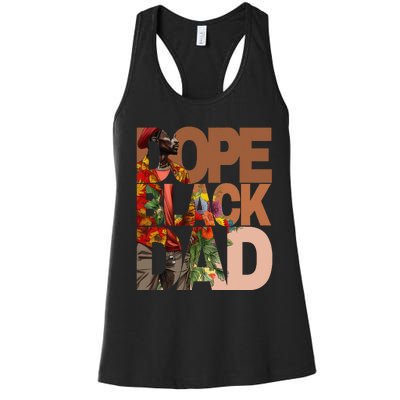 Dope Black Dad Juneteenth Black History Month Pride Fathers Women's Racerback Tank