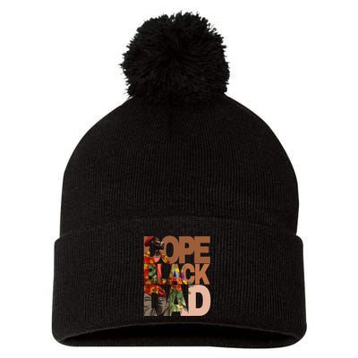 Dope Black Dad Juneteenth Black History Month Pride Fathers Pom Pom 12in Knit Beanie