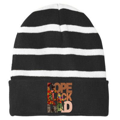 Dope Black Dad Juneteenth Black History Month Pride Fathers Striped Beanie with Solid Band