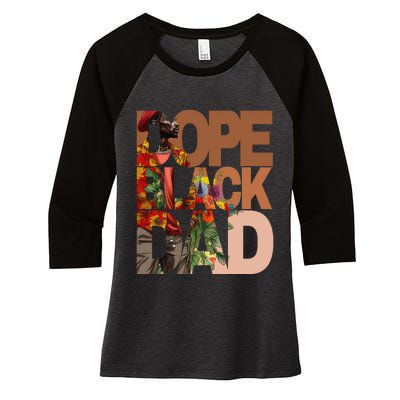 Dope Black Dad Juneteenth Black History Month Pride Fathers Women's Tri-Blend 3/4-Sleeve Raglan Shirt