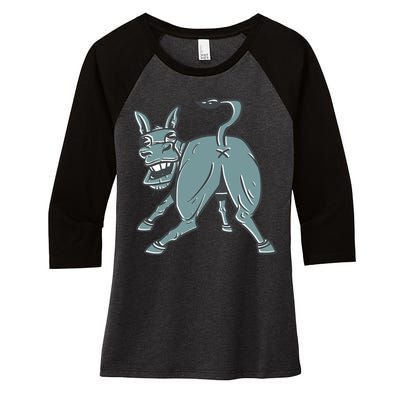 Amazing Donkey Butt Women's Tri-Blend 3/4-Sleeve Raglan Shirt