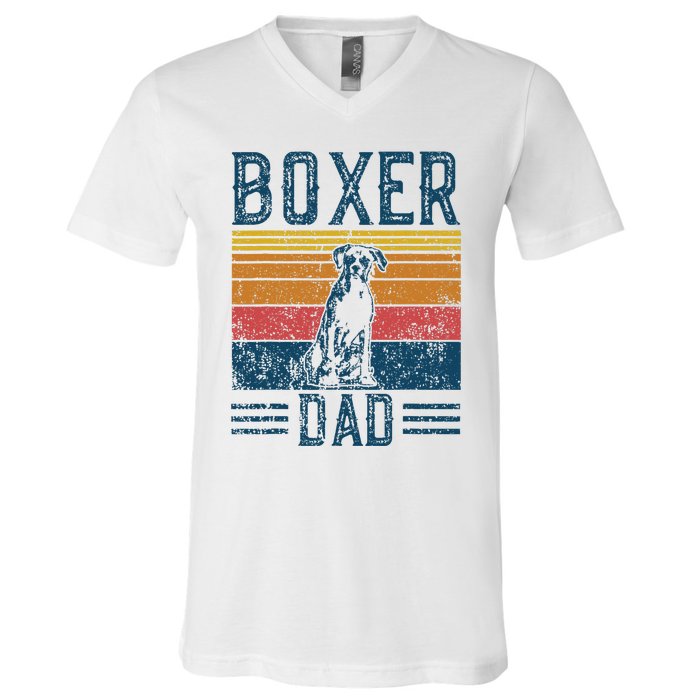 Dog Boxer Dad Vintage Boxer Dad V-Neck T-Shirt