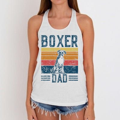 Dog Boxer Dad Vintage Boxer Dad Women's Knotted Racerback Tank