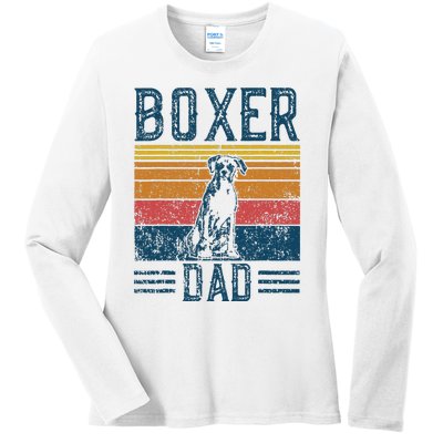 Dog Boxer Dad Vintage Boxer Dad Ladies Long Sleeve Shirt