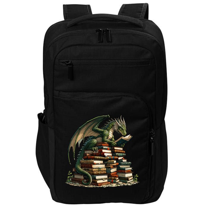 Distressed Bookworm Dragons Reading Book Dragons And Books Impact Tech Backpack