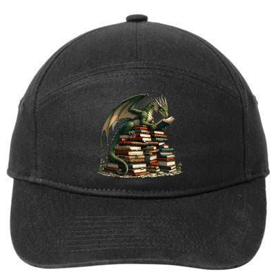 Distressed Bookworm Dragons Reading Book Dragons And Books 7-Panel Snapback Hat