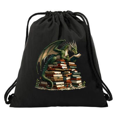 Distressed Bookworm Dragons Reading Book Dragons And Books Drawstring Bag