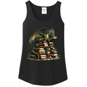 Distressed Bookworm Dragons Reading Book Dragons And Books Ladies Essential Tank