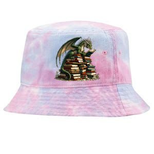 Distressed Bookworm Dragons Reading Book Dragons And Books Tie-Dyed Bucket Hat