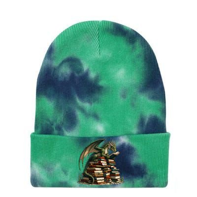 Distressed Bookworm Dragons Reading Book Dragons And Books Tie Dye 12in Knit Beanie