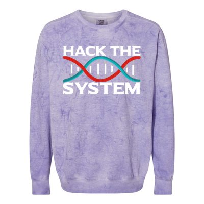 Diy Biology Dna Double Helix Hack The System Biohacker Gift Colorblast Crewneck Sweatshirt