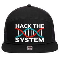Diy Biology Dna Double Helix Hack The System Biohacker Gift 7 Panel Mesh Trucker Snapback Hat