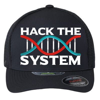 Diy Biology Dna Double Helix Hack The System Biohacker Gift Flexfit Unipanel Trucker Cap