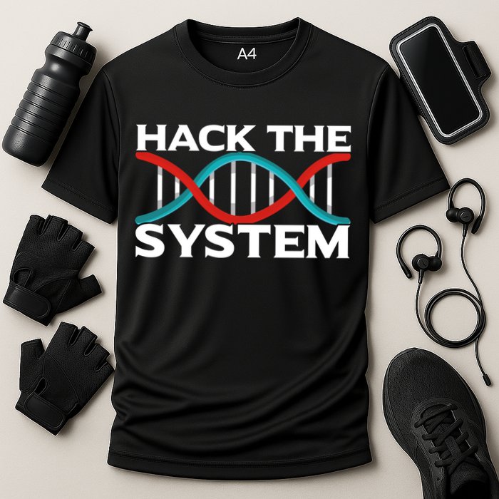 Diy Biology Dna Double Helix Hack The System Biohacker Gift Performance Shirt