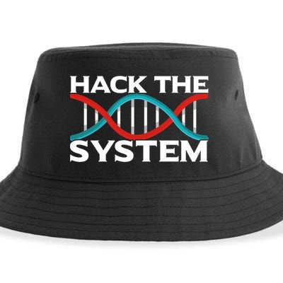 Diy Biology Dna Double Helix Hack The System Biohacker Gift Sustainable Bucket Hat