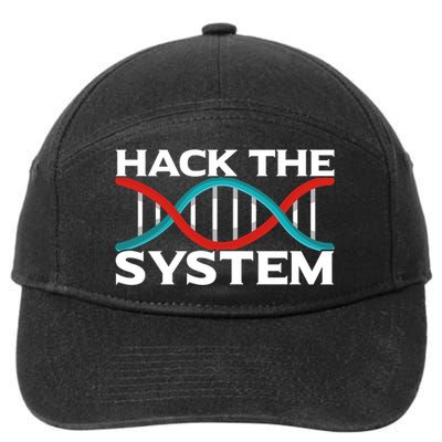 Diy Biology Dna Double Helix Hack The System Biohacker Gift 7-Panel Snapback Hat