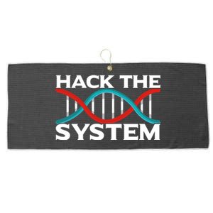 Diy Biology Dna Double Helix Hack The System Biohacker Gift Large Microfiber Waffle Golf Towel