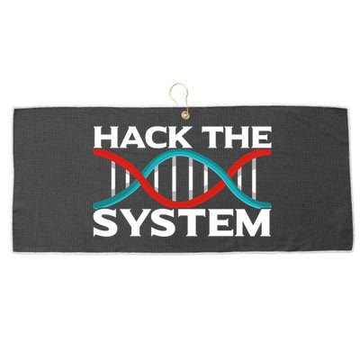 Diy Biology Dna Double Helix Hack The System Biohacker Gift Large Microfiber Waffle Golf Towel
