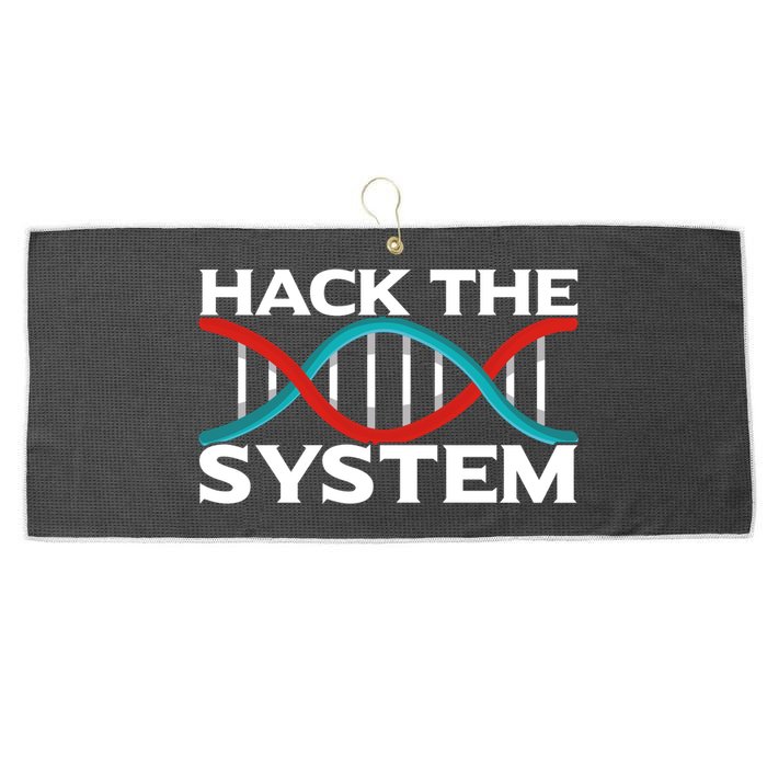 Diy Biology Dna Double Helix Hack The System Biohacker Gift Large Microfiber Waffle Golf Towel