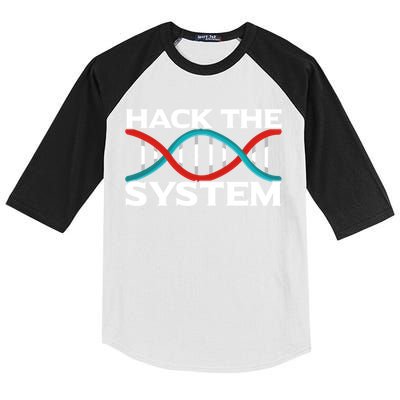 Diy Biology Dna Double Helix Hack The System Biohacker Gift Kids Colorblock Raglan Jersey