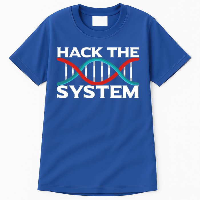 Diy Biology Dna Double Helix Hack The System Biohacker Gift Tall T-Shirt