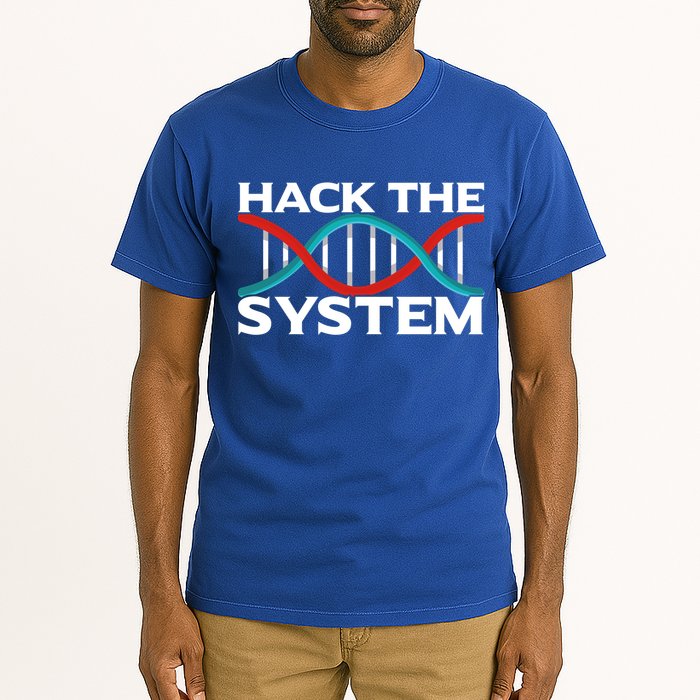 Diy Biology Dna Double Helix Hack The System Biohacker Gift Tall T-Shirt
