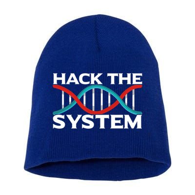 Diy Biology Dna Double Helix Hack The System Biohacker Gift Short Acrylic Beanie