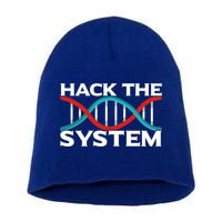 Diy Biology Dna Double Helix Hack The System Biohacker Gift Short Acrylic Beanie