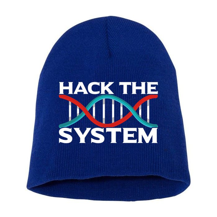 Diy Biology Dna Double Helix Hack The System Biohacker Gift Short Acrylic Beanie