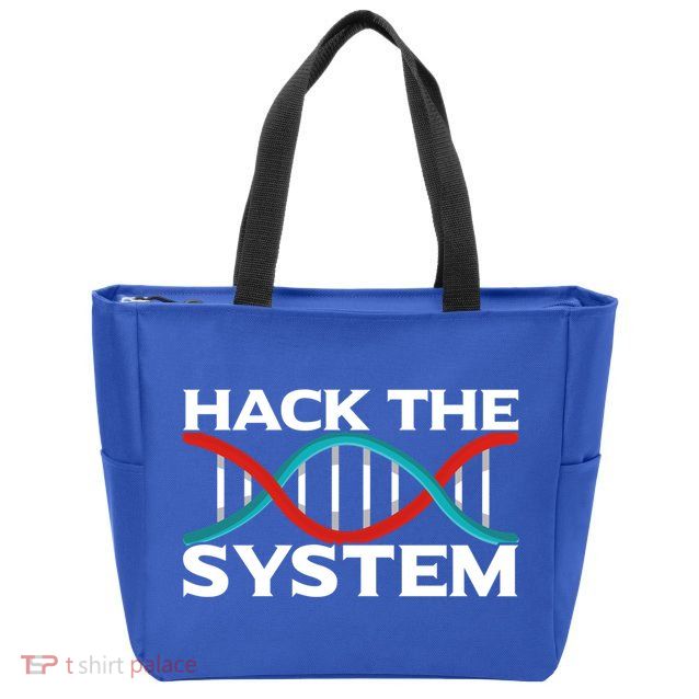 Diy Biology Dna Double Helix Hack The System Biohacker Gift Zip Tote Bag