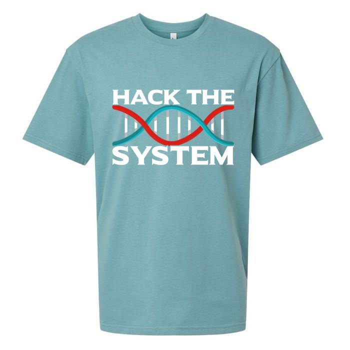 Diy Biology Dna Double Helix Hack The System Biohacker Gift Sueded Cloud Jersey T-Shirt