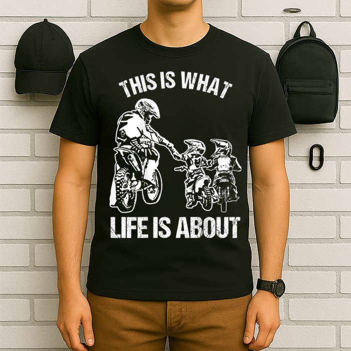 Dirt Bike Dad Motocross Motorcycle FMX Biker Father And Kids T-Shirt