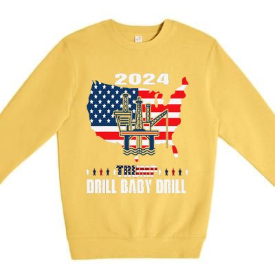 Drill Baby Drill American Flag Oilrig Oilfield Trash Premium Crewneck Sweatshirt