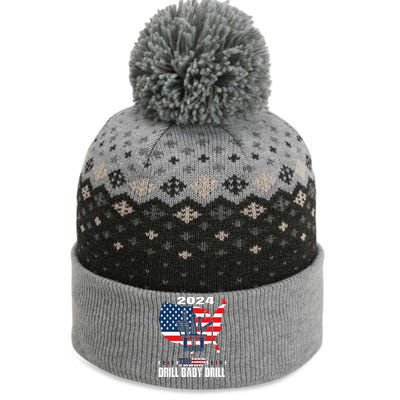 Drill Baby Drill American Flag Oilrig Oilfield Trash The Baniff Cuffed Pom Beanie