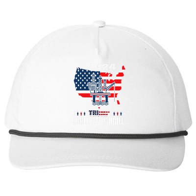 Drill Baby Drill American Flag Oilrig Oilfield Trash Snapback Five-Panel Rope Hat