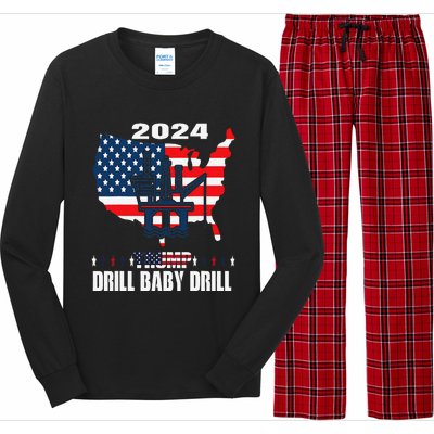 Drill Baby Drill American Flag Oilrig Oilfield Trash Long Sleeve Pajama Set