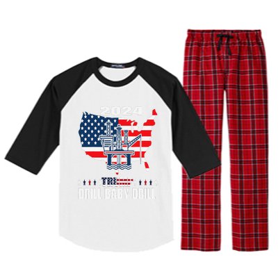 Drill Baby Drill American Flag Oilrig Oilfield Trash Raglan Sleeve Pajama Set