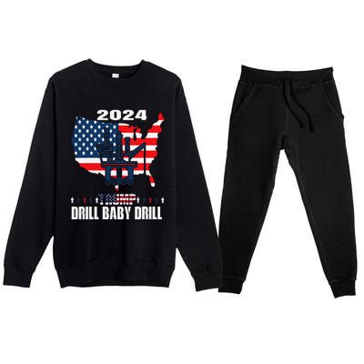 Drill Baby Drill American Flag Oilrig Oilfield Trash Premium Crewneck Sweatsuit Set