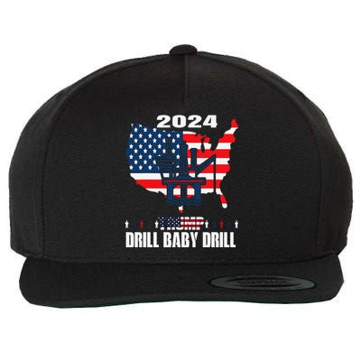 Drill Baby Drill American Flag Oilrig Oilfield Trash Wool Snapback Cap