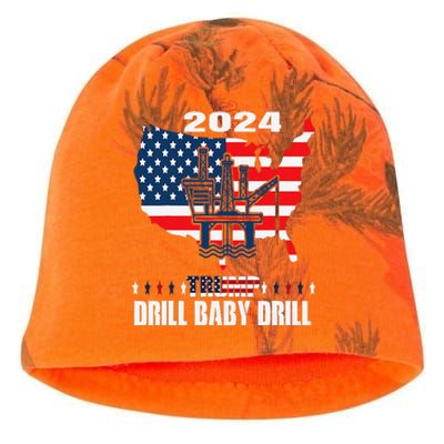 Drill Baby Drill American Flag Oilrig Oilfield Trash Kati - Camo Knit Beanie