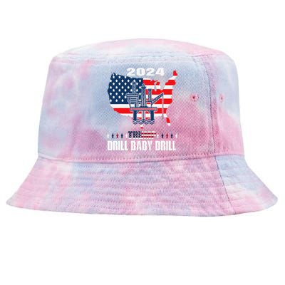 Drill Baby Drill American Flag Oilrig Oilfield Trash Tie-Dyed Bucket Hat