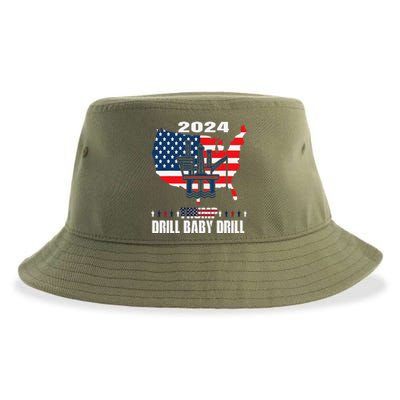 Drill Baby Drill American Flag Oilrig Oilfield Trash Sustainable Bucket Hat