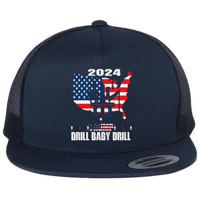 Drill Baby Drill American Flag Oilrig Oilfield Trash Flat Bill Trucker Hat