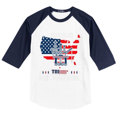 Drill Baby Drill American Flag Oilrig Oilfield Trash Baseball Sleeve Shirt