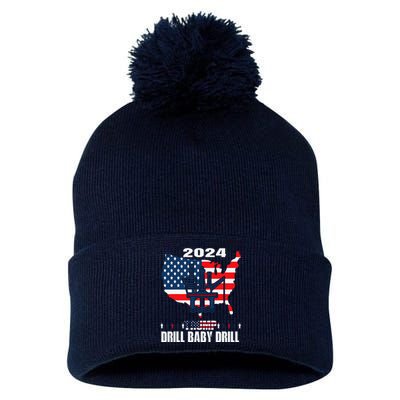 Drill Baby Drill American Flag Oilrig Oilfield Trash Pom Pom 12in Knit Beanie