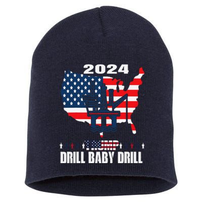 Drill Baby Drill American Flag Oilrig Oilfield Trash Short Acrylic Beanie