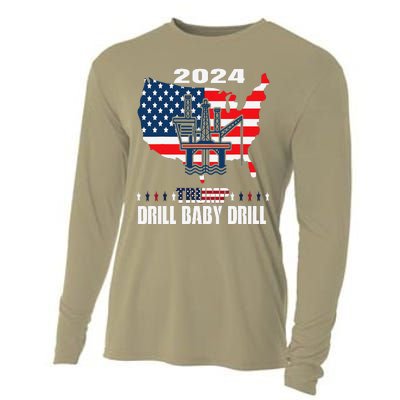 Drill Baby Drill American Flag Oilrig Oilfield Trash Cooling Performance Long Sleeve Crew